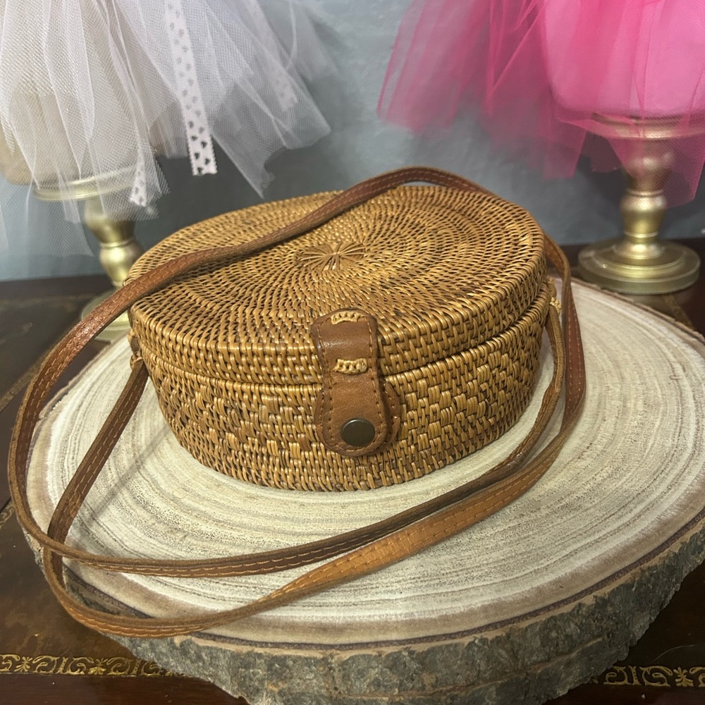 Brown Woven Crossbody Bag